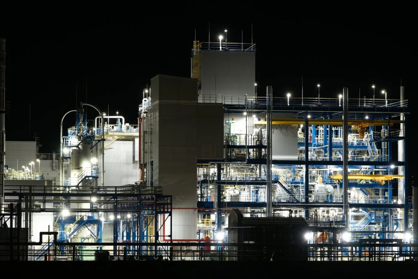 A chemical plant at night
